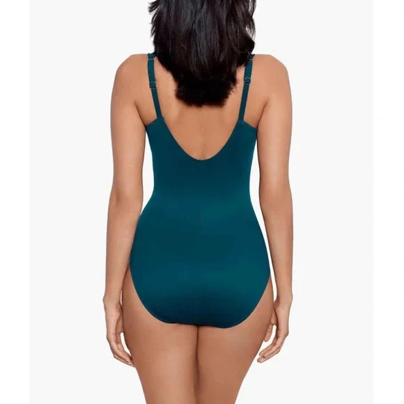 Miraclesuit Deep Teal Wrap-Style One-Piece Swimsuit - Picture 5 of 14